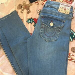 True Religion Women's Light Blue Straight Leg Jeans